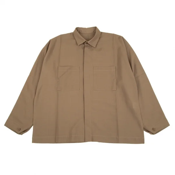 イッセイミヤケ アイム メンISSEY MIYAKE IM MEN フライフロントドルマンシャツ 茶3 K-95858_001