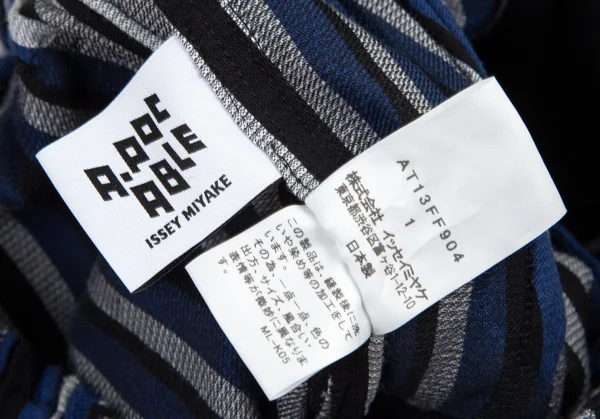 エイポック エイブル イッセイ ミヤケA-POC ABLE ISSEY MIYAKE TYPE-C ストライププリーツデザインパンツ グレー青1 K-95864_016