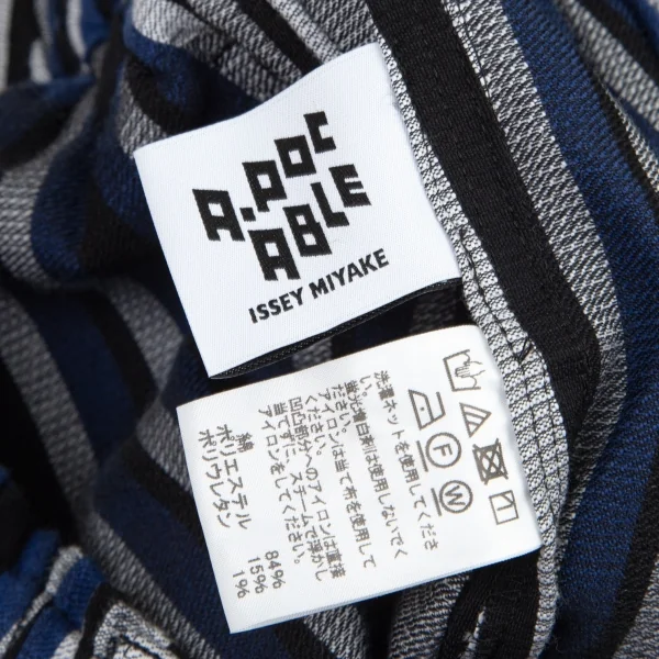 エイポック エイブル イッセイ ミヤケA-POC ABLE ISSEY MIYAKE TYPE-C ストライププリーツデザインパンツ グレー青1 K-95864_017