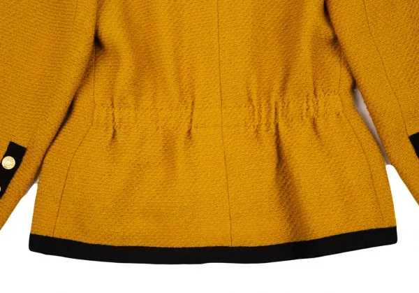 シャネルCHANEL 金ボタンノーカラートリミングツイードジャケット マスタード40 K-95884_016