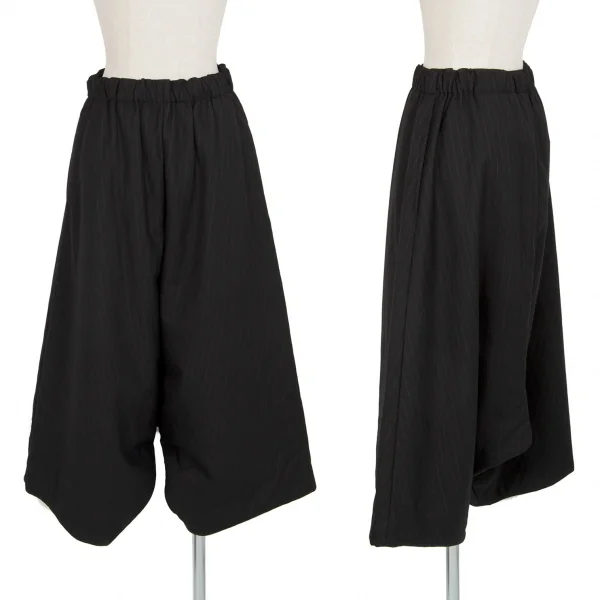 コムデギャルソンCOMME des GARCONS ウール中綿ストライプサルエルパンツ 黒XS K-95897_001