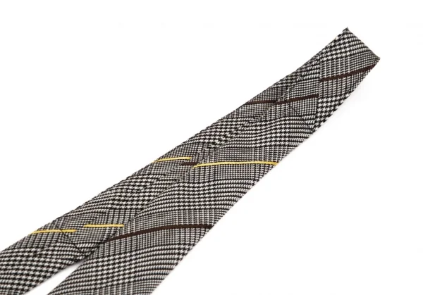 コムデギャルソン オムドゥCOMME des GARCONS HOMME DEUX ウールシルクバイアスグレンチェックネクタイ グレー黒 K-95907_003