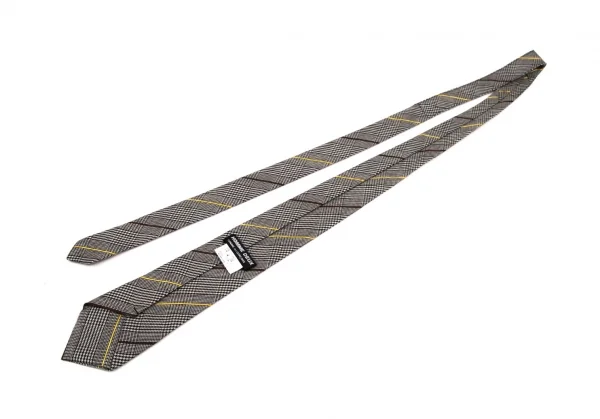 コムデギャルソン オムドゥCOMME des GARCONS HOMME DEUX ウールシルクバイアスグレンチェックネクタイ グレー黒 K-95907_006