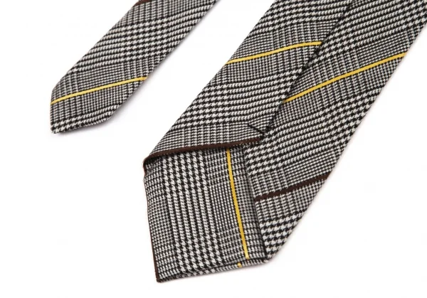 コムデギャルソン オムドゥCOMME des GARCONS HOMME DEUX ウールシルクバイアスグレンチェックネクタイ グレー黒 K-95907_007