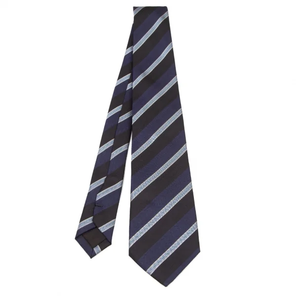 ジュンヤワタナベマン コムデギャルソンJUNYA WATANABE MAN COMME des GARCONS シルクレジメンタルストライプネクタイ 紺黒 K-95913_001
