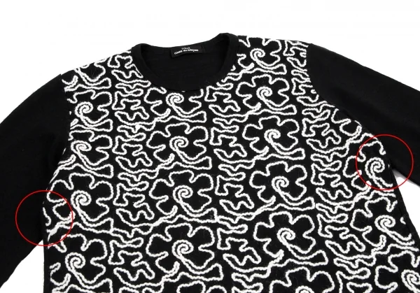 トリココムデギャルソンtricot COMME des GARCONS フロントコード刺繍ウールカットソー 黒M位 K-95921_003