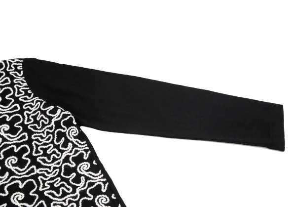 トリココムデギャルソンtricot COMME des GARCONS フロントコード刺繍ウールカットソー 黒M位 K-95921_007