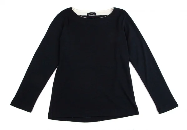 トリココムデギャルソンtricot COMME des GARCONS ウール天竺ワイドネックカットソー 紺M位 K-95925_002