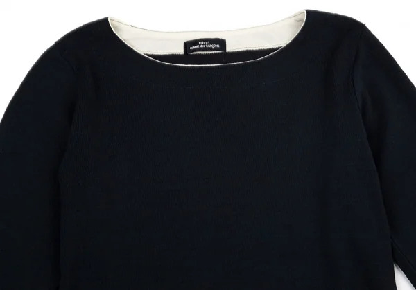トリココムデギャルソンtricot COMME des GARCONS ウール天竺ワイドネックカットソー 紺M位 K-95925_003