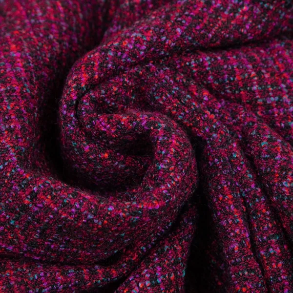 シャネルCHANEL ファンシーツイードノーカラーフレアロングジャケット 赤紫34 K-95943_015