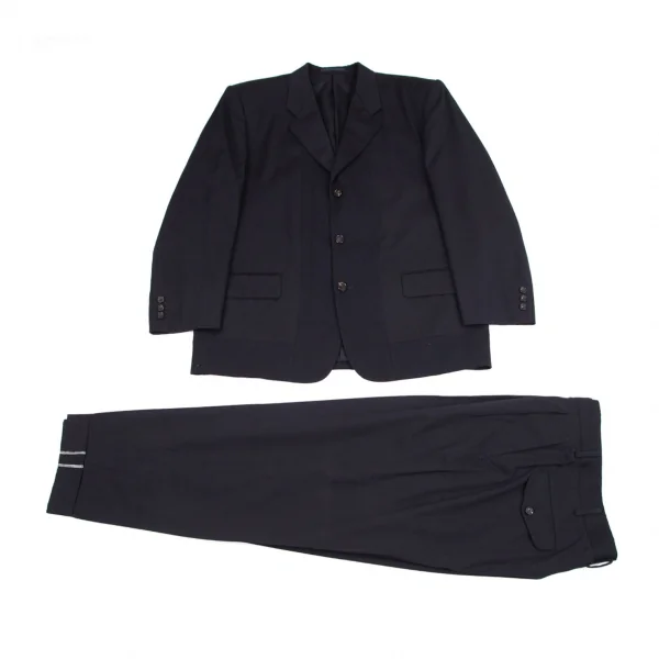 コムデギャルソン オムCOMME des GARCONS HOMME ウールギャバジグザグジャガード切替セットアップスーツ 紺M K-95958_001