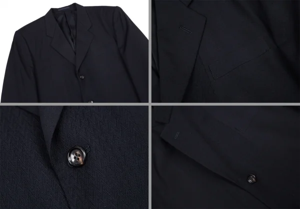 コムデギャルソン オムCOMME des GARCONS HOMME ウールギャバジグザグジャガード切替セットアップスーツ 紺M K-95958_003