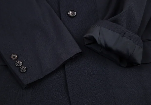 コムデギャルソン オムCOMME des GARCONS HOMME ウールギャバジグザグジャガード切替セットアップスーツ 紺M K-95958_005