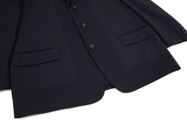コムデギャルソン オムCOMME des GARCONS HOMME ウールギャバジグザグジャガード切替セットアップスーツ 紺M K-95958_006