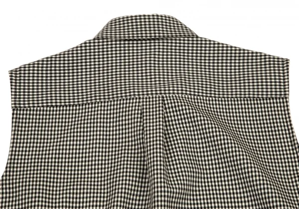 ローブドシャンブル コムデギャルソンrobe de chambre COMME des GARCONS ベロアポケットギンガムチェックノースリーブシャツ 白黒M位 K-95982_011