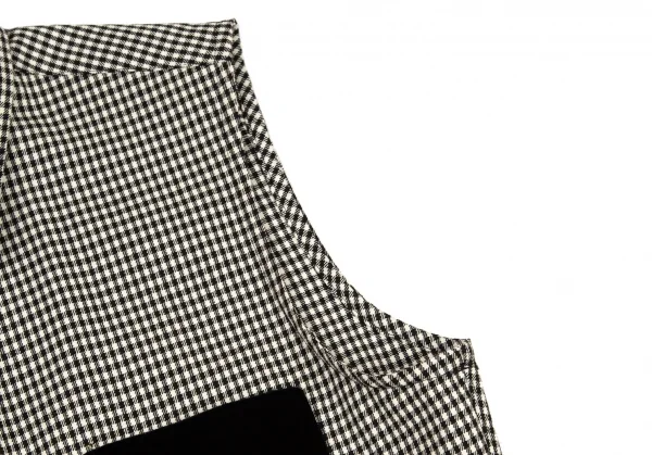 ローブドシャンブル コムデギャルソンrobe de chambre COMME des GARCONS ベロアポケットギンガムチェックノースリーブシャツ 白黒M位 K-95982_006