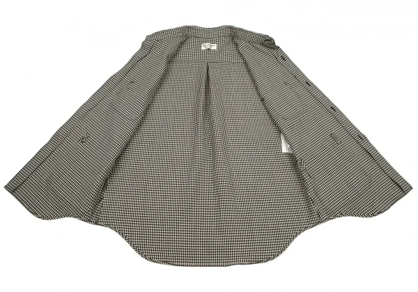 ローブドシャンブル コムデギャルソンrobe de chambre COMME des GARCONS ベロアポケットギンガムチェックノースリーブシャツ 白黒M位 K-95982_009