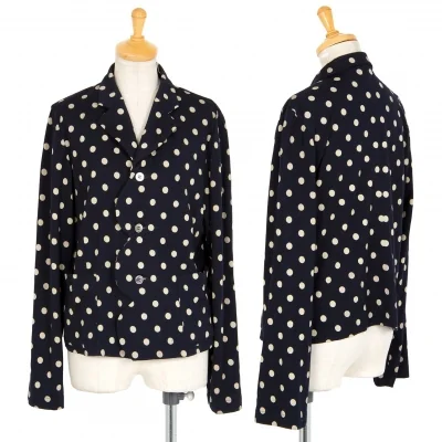 ローブドシャンブル コムデギャルソンrobe de chambre COMME des GARCONS ウール天竺フロント波カットドット抜染ジャケット