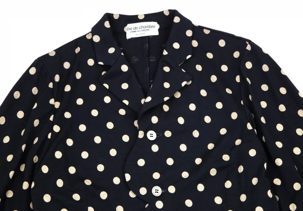 ローブドシャンブル コムデギャルソンrobe de chambre COMME des GARCONS ウール天竺フロント波カットドット抜染ジャケット ネイビーM位 K-95987_003