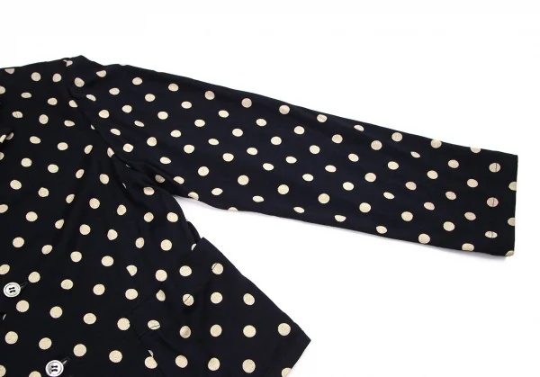 ローブドシャンブル コムデギャルソンrobe de chambre COMME des GARCONS ウール天竺フロント波カットドット抜染ジャケット ネイビーM位 K-95987_005