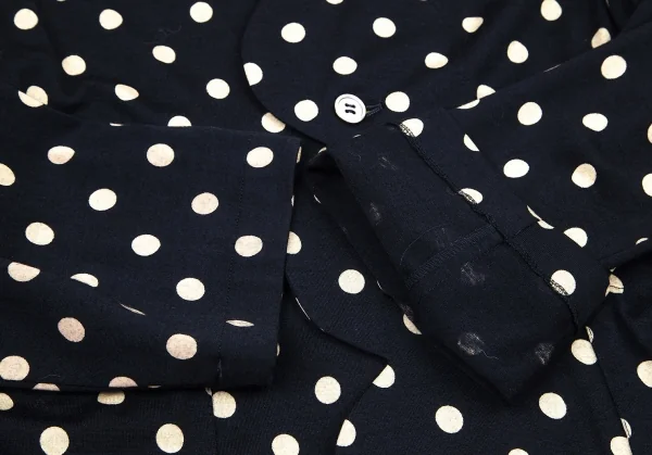 ローブドシャンブル コムデギャルソンrobe de chambre COMME des GARCONS ウール天竺フロント波カットドット抜染ジャケット ネイビーM位 K-95987_006