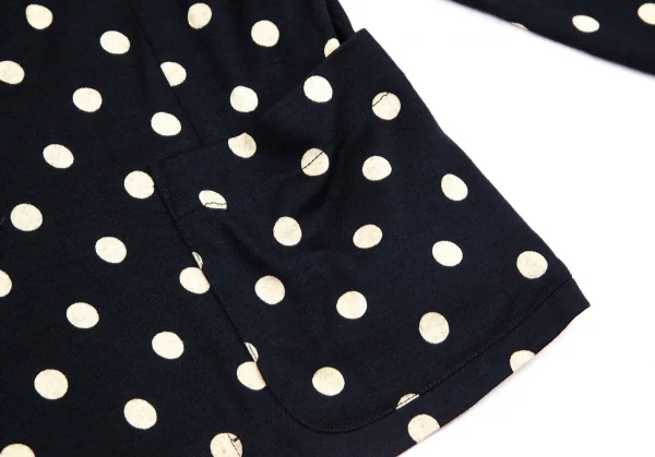 ローブドシャンブル コムデギャルソンrobe de chambre COMME des GARCONS ウール天竺フロント波カットドット抜染ジャケット ネイビーM位 K-95987_008