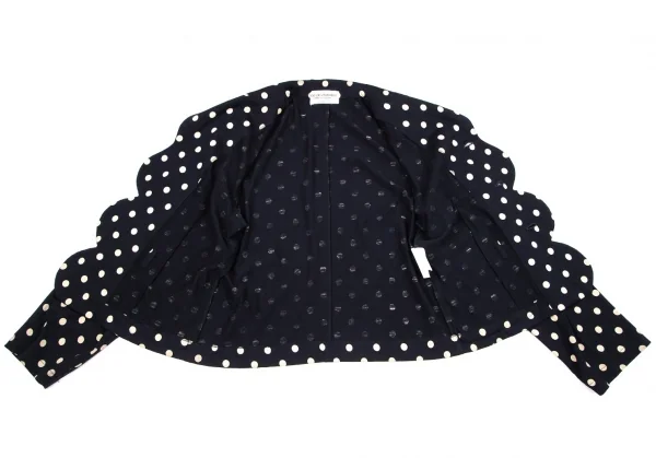 ローブドシャンブル コムデギャルソンrobe de chambre COMME des GARCONS ウール天竺フロント波カットドット抜染ジャケット ネイビーM位 K-95987_009