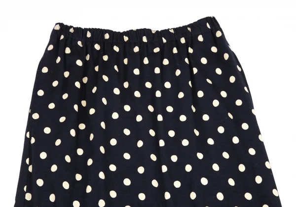ローブドシャンブル コムデギャルソンrobe de chambre COMME des GARCONS ウール天竺ドット抜染スカート ネイビーM位 K-95988_003