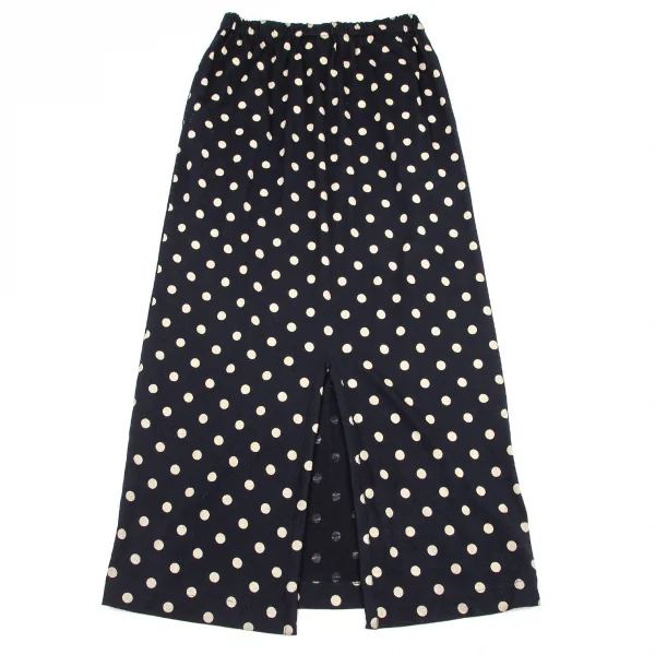 ローブドシャンブル コムデギャルソンrobe de chambre COMME des GARCONS ウール天竺ドット抜染スカート ネイビーM位 K-95988_007