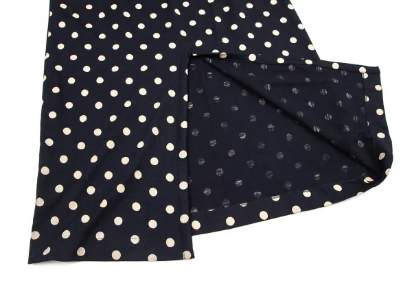 ローブドシャンブル コムデギャルソンrobe de chambre COMME des GARCONS ウール天竺ドット抜染スカート ネイビーM位 K-95988_008