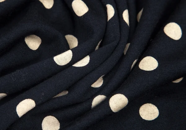 ローブドシャンブル コムデギャルソンrobe de chambre COMME des GARCONS ウール天竺ドット抜染スカート ネイビーM位 K-95988_009