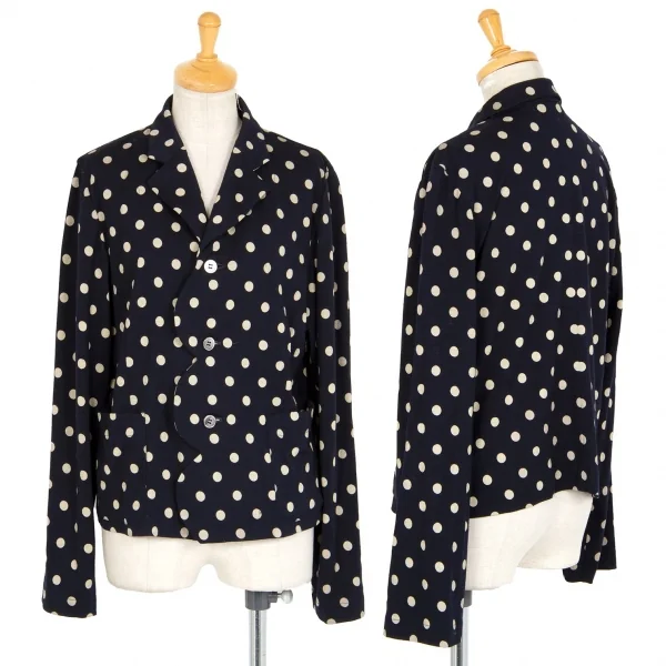 ローブドシャンブル コムデギャルソンrobe de chambre COMME des GARCONS ウール天竺ドット抜染セットアップスーツ ネイビーM位 K-95989_002