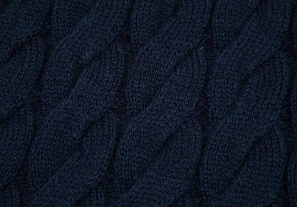 フレッドペリーFREDPERRY オフショルダーVネックケーブルニットセーター 紺10 K-96002_010