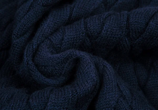 フレッドペリーFREDPERRY オフショルダーVネックケーブルニットセーター 紺10 K-96002_011