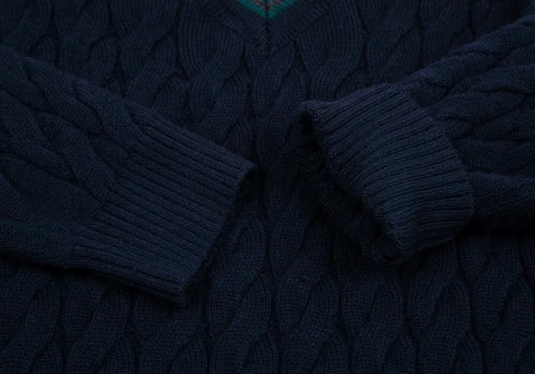 フレッドペリーFREDPERRY オフショルダーVネックケーブルニットセーター 紺10 K-96002_006