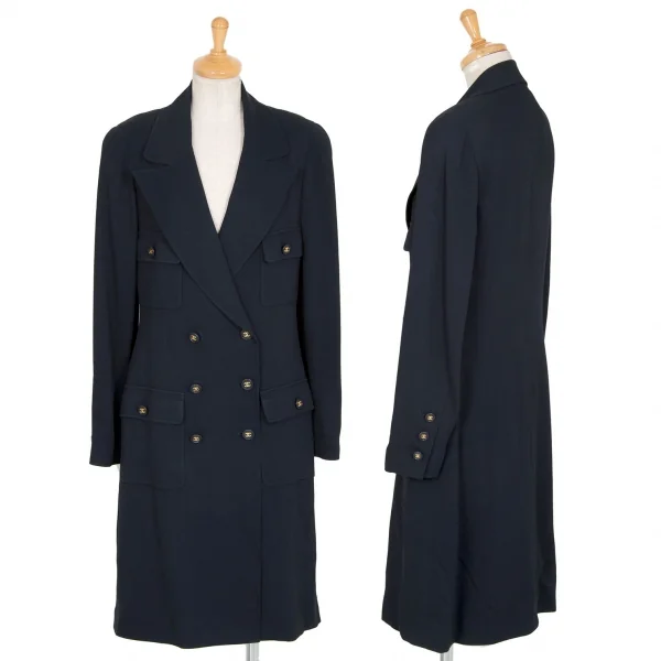 CHANEL CC Button Long Jacket Navy 36 K-96032_001