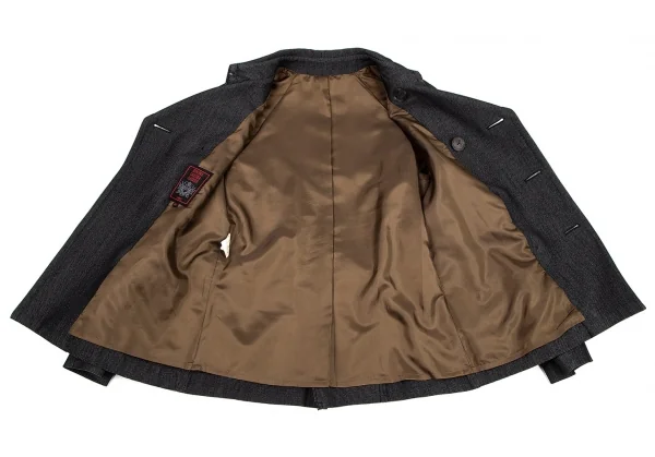 ジャンポールゴルチエ クラシックJean Paul GAULTIER CLASSIQUE 混紡ドビートレンチジャケット グレー黒40 K-96036_013