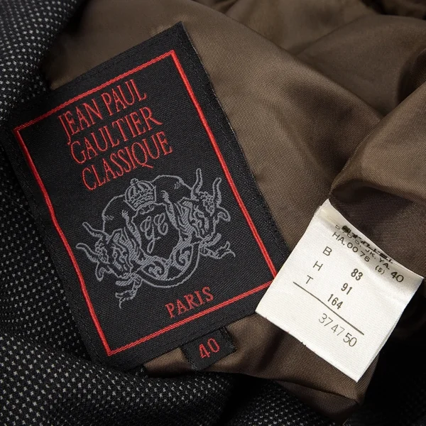 ジャンポールゴルチエ クラシックJean Paul GAULTIER CLASSIQUE 混紡ドビートレンチジャケット グレー黒40 K-96036_020