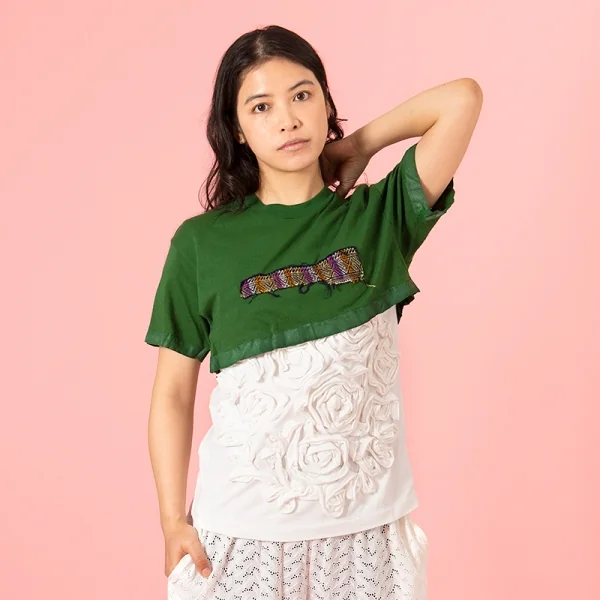 ローブドシャンブル コムデギャルソンrobe de chambre COMME des GARCONS テーピング装飾カットソー 白M位 K-96072_012