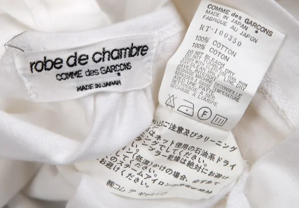 ローブドシャンブル コムデギャルソンrobe de chambre COMME des GARCONS テーピング装飾カットソー 白M位 K-96072_013