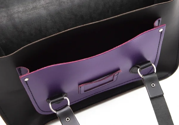 コムコム コムデギャルソン×ケンブリッジサッチェルCOMME des GARCONS×The Cambridge Satchel Company レザーフラップトートバッグ 黒紫 K-96077_010