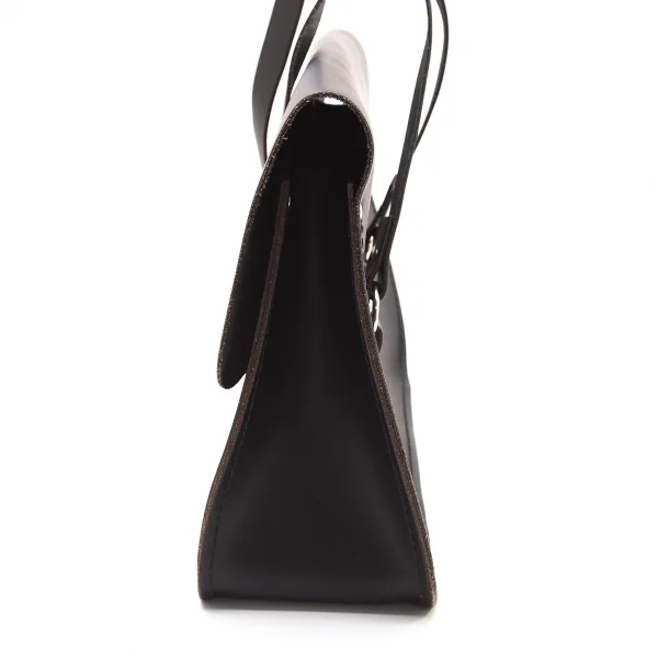 コムコム コムデギャルソン×ケンブリッジサッチェルCOMME des GARCONS×The Cambridge Satchel Company レザーフラップトートバッグ 黒紫 K-96077_004