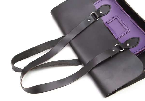 コムコム コムデギャルソン×ケンブリッジサッチェルCOMME des GARCONS×The Cambridge Satchel Company レザーフラップトートバッグ 黒紫 K-96077_009