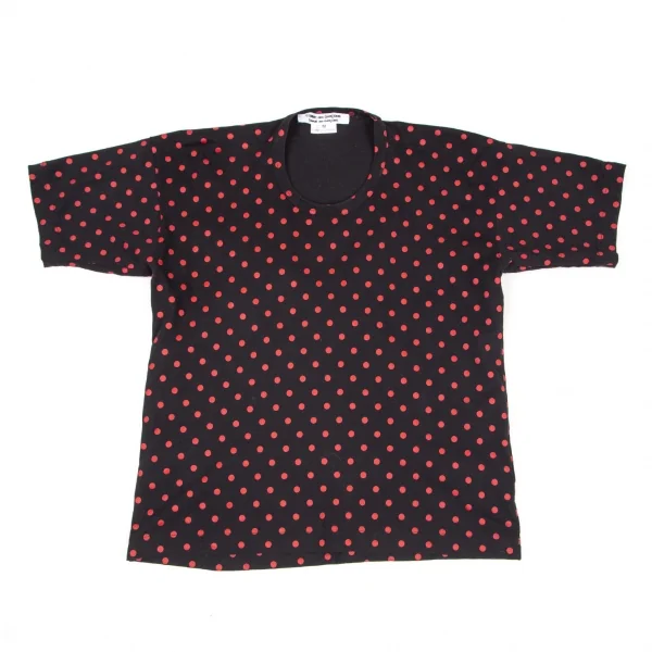 コムコム コムデギャルソンCOMME des GARCONSドットプリントTシャツ 黒M K-96107_001