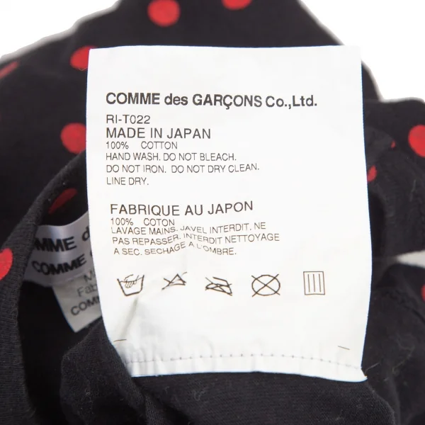 コムコム コムデギャルソンCOMME des GARCONSドットプリントTシャツ 黒M K-96107_009