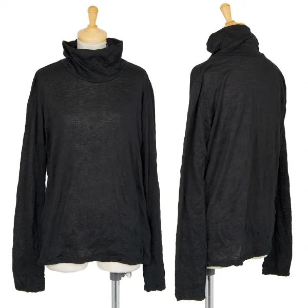 イッセイミヤケ ミーISSEY MIYAKE me ポリシワ加工ハイネックカットソー 黒M位 K-96124_001