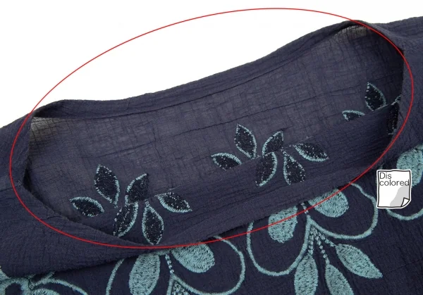 イッセイミヤケ ミーISSEY MIYAKE me フラワー刺繍クレープドルマンカットソー 紺M位 K-96144_005