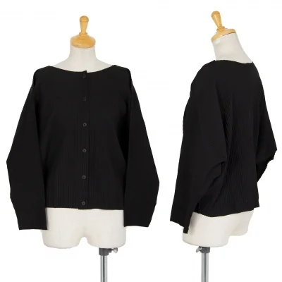 イッセイミヤケ ミーISSEY MIYAKE me A-POC ファインニットプリーツカーディガン 黒