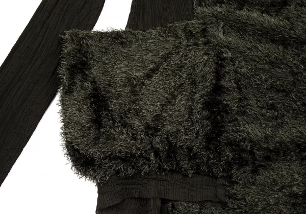 イッセイミヤケ ミーISSEY MIYAKE me ファー切替シースルークレープジャケット カーキグリーンM位 K-96175_009