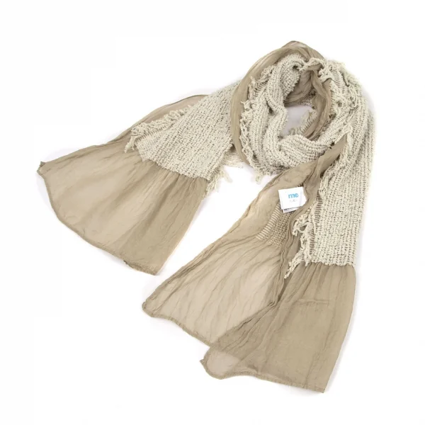 イッセイミヤケ ミーISSEY MIYAKE me フリンジ打ち込みシルクストール ベージュ K-96191_001